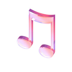 Poster - A Transparent PNG Icon Depicting a 3D Music Note with a Soft Pink Gradient and Crystal Texture