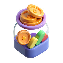 Poster - Colorful 3d rendered geometric shapes in a playful composition with an isolated white background