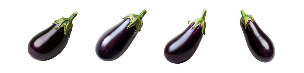 Poster - set of eggplants displayed isolated on transparent background