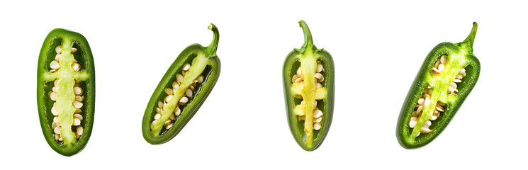 Poster - set of halved jalape peppers displayed against a plain white background.
