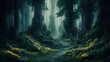 © Zilan - Ethereal forest path amidst majestic trees, bathed in soft, gentle light