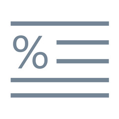 Poster - Illustration of a percentage symbol with horizontal lines on the right side in a gray color scheme