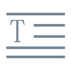 Poster - Illustration of a capital t with horizontal lines resembling text or a paragraph layout design graphic