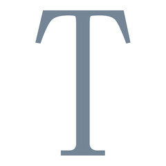Poster - A simple illustration of a large gray letter t standing upright on a white plain background view