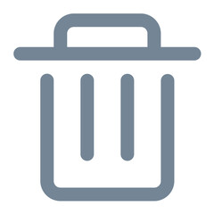 Poster - Illustration of a gray trash can icon with a handle and three vertical lines inside the container