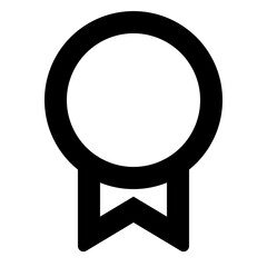 Aufkleber - Illustration of a simple black medal or award icon with a round top and ribbon bottom design element