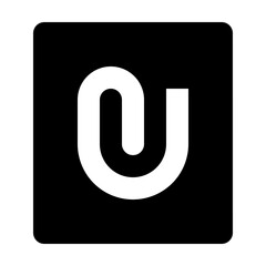 Aufkleber - White letter u stylized inside a black rounded square creating a simple and modern graphic design