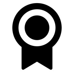 Aufkleber - Black and white award medal icon with a circular design and ribbon hanging down below it shown here
