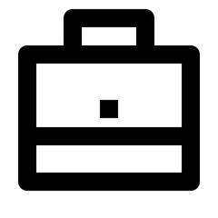 Poster - Illustration of a simple black briefcase with a handle and a square lock in the center front view