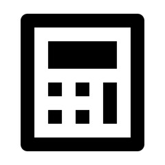 Poster - Illustration of a black calculator with a simple display and button layout on a white background