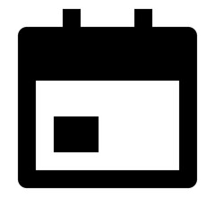 Poster - Illustration of a simple black calendar icon with a small square on the white sheet surface