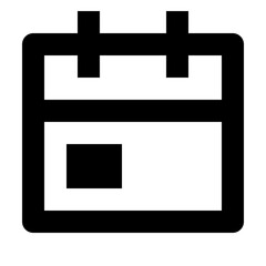 Poster - Illustration of simple calendar icon with rounded corners and a small square date indicator shown inside