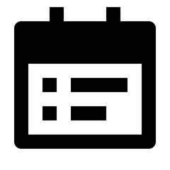 Poster - Illustration of a black calendar icon with a white interior and horizontal lines inside it displayed