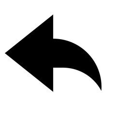 Poster - An illustration of a black back arrow with a curved tail pointing to the left on a white background