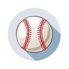 Poster - Baseball illustration with red stitching and shadow in a light blue circle design.