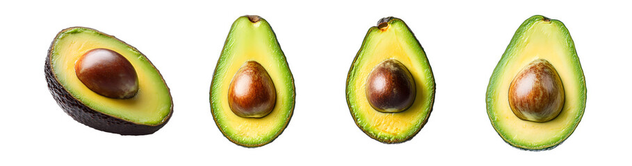 Poster - set of halved avocados displayed against a white background.