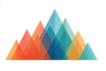 Poster - Vibrant geometric triangles layering against transparent backdrop, forming stylized mountain silhouette with dynamic color gradient