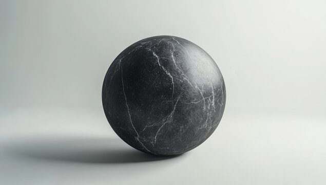 Dark grey marble sphere on a light background