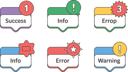 Poster - Colorful cartoon speech bubbles indicating success info error warning and message notification