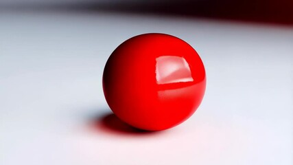 Poster - Bright red sphere casting a soft shadow on a plain white surface in a simple studio shot, clean aesthetic