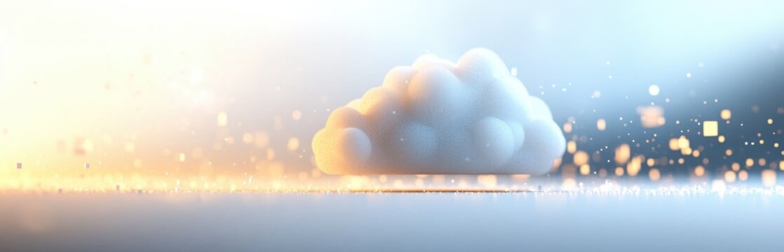 3D rendered cloud graphic with soft lighting and particles