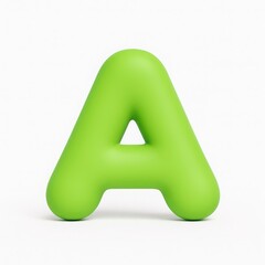 Poster - 3D Render of Green Bubble Letter A on White