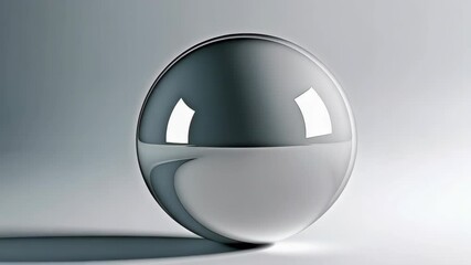 Poster - Shiny glossy white sphere casting a shadow on a bright seamless background with subtle light reflections and gradient effects