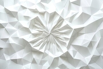 Aufkleber - Abstract white geometric pattern with a central radiating design.  The texture mimics crumpled paper