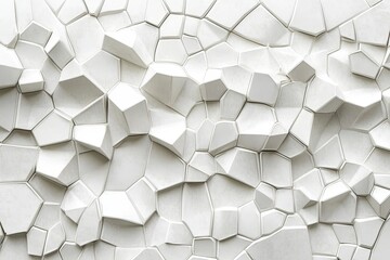 Poster - Abstract white textured surface with irregular, geometric shapes creating a three-dimensional, fractured effect