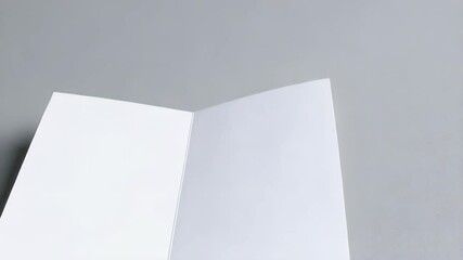 Poster - White bi-fold greeting card on a gray surface displaying a simple blank template for message and announcement designs.