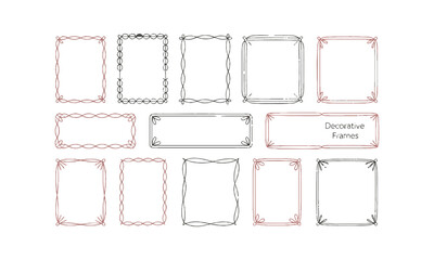 Leinwandbilder - Vector illustration featuring a collection of whimsical, hand-drawn rectangular frames, Include a diverse range of frame designs, such as ribbon-tied borders, easily editable and scalable.