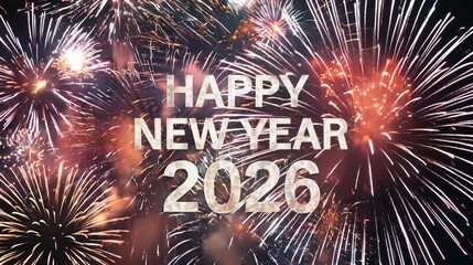 Aufkleber - Festive Fireworks Light Up Night Sky with Vibrant Colors Celebrating Arrival of New Year 2026 Creating Joyful and Exciting Atmosphere Filled with Hope and Excitement for Future Celebrations