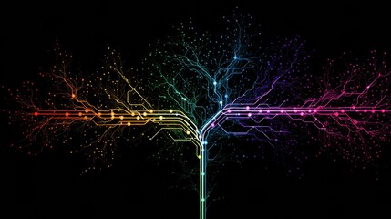 Aufkleber - Exploration of the Nervous System Depicted as a Colorful Subway Map With Dynamic Lines and Nodes