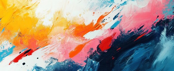 Poster - Explore this vibrant abstract painting showcasing a dynamic blend of colors and textures. Perfect for modern design and artistic inspiration.
