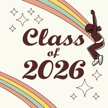 Class of 2026 lettering.  Vector template for greeting card, sticker, banner, label, t-shirt, etc. stock illustration