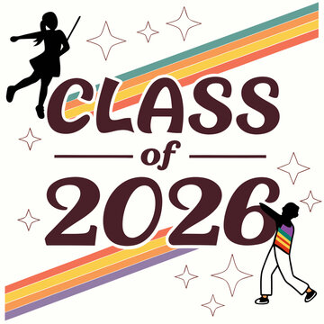 Class of 2026 lettering.  Vector template for greeting card, sticker, banner, label, t-shirt, etc. stock illustration