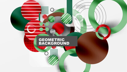 Aufkleber - Abstract geometric shapes overlap. Red, green, brown hues dominate design. Modern aesthetic, clean lines present dynamic composition.