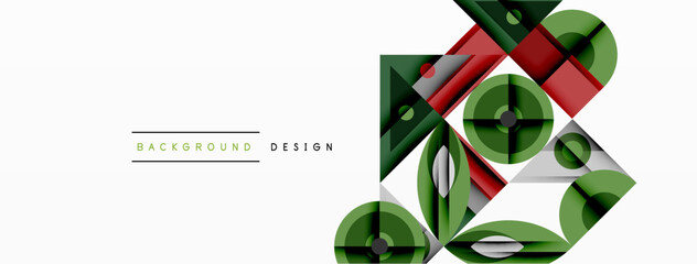 Aufkleber - Abstract geometric shapes, red, green, gray. Modern design element for backgrounds, banners, presentations. Minimalist style.