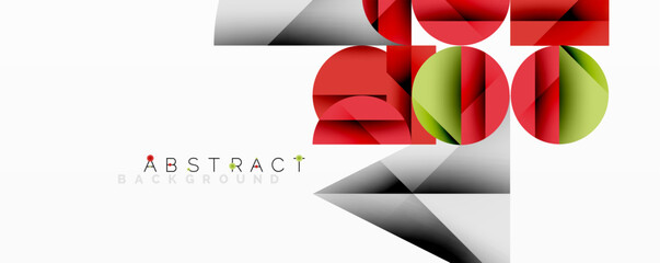 Aufkleber - Geometric shapes overlap, creating vibrant red, green, gray design. Minimalist style with clean lines, modern aesthetic.