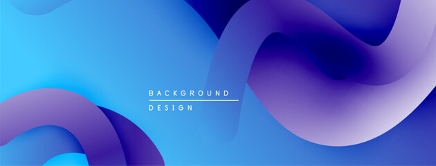 Fototapete - Abstract fluid shapes, blue purple gradients. Modern design element for backgrounds, presentations, digital art. Smooth curves create dynamic composition.