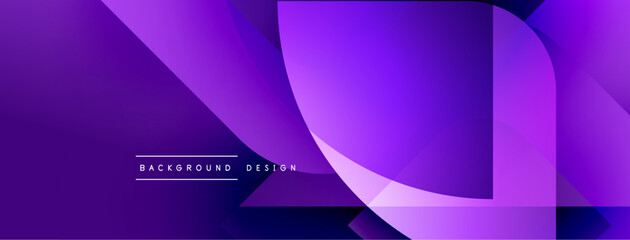 Poster - Abstract purple gradient background. Overlapping shapes create dynamic visual effect. Minimalist design with text element below.
