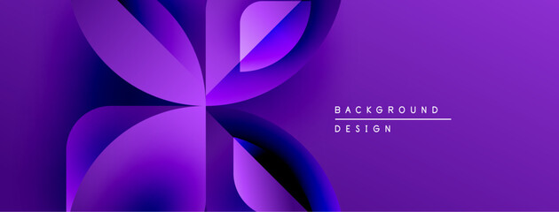 Aufkleber - Abstract purple design. Overlapping shapes create dynamic floral pattern. Modern background with text elements present.
