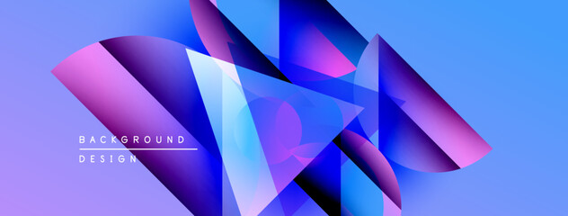 Aufkleber - Abstract geometric shapes overlap, creating vibrant blue, purple gradients. Modern design element for backgrounds, presentations.