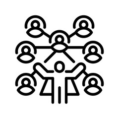 Poster - Leader with Team line icon. linear style sign for mobile concept and web design. Outline vector icon. Symbol, logo illustration. Vector graphic