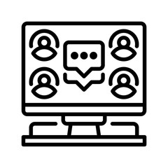 Poster - Virtual Meeting line icon. linear style sign for mobile concept and web design. Outline vector icon. Symbol, logo illustration. Vector graphic