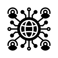 Poster - Global Teamwork line icon. linear style sign for mobile concept and web design. Outline vector icon. Symbol, logo illustration. Vector graphic