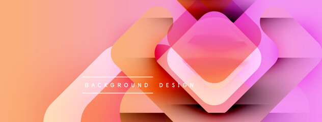 Poster - Abstract geometric shapes overlap, creating vibrant gradient background. Peach, pink hues dominate design, modern aesthetic.