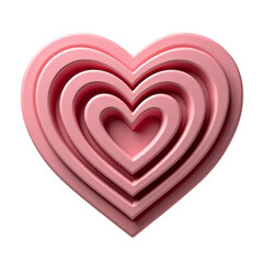 Poster - A pink heart shape made of layered concentric heart shapes isolated on transparent background