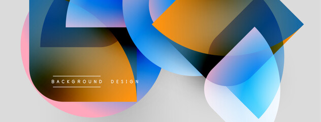 Poster - Abstract geometric shapes overlap. Vibrant colors blend, creating modern background design. Light gradients enhance visual appeal.