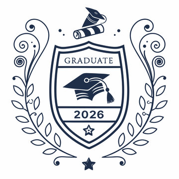 Class of 2026 lettering. Congratulations to graduates typography poster. Vector template for greeting card, sticker, banner, label, t-shirt, etc. stock illustration